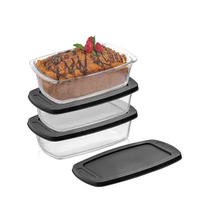 Joyjolt Glass Loaf Baking Pan Set With Lids In Black
