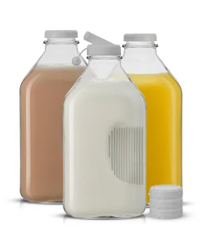 Joyjolt Glass Milk Bottles With Lids 64 oz In Clear