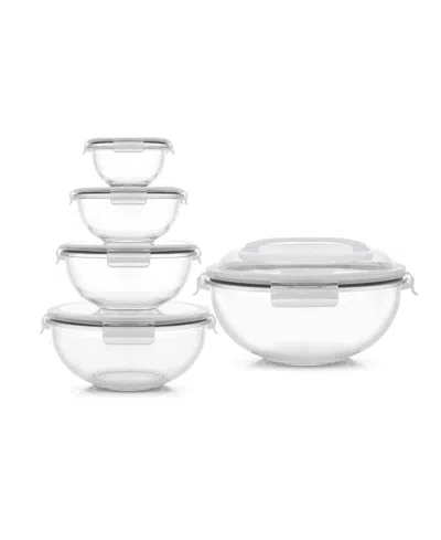 Joyjolt Glass Mixing Bowls With Lids, Set Of 5 In Transparent