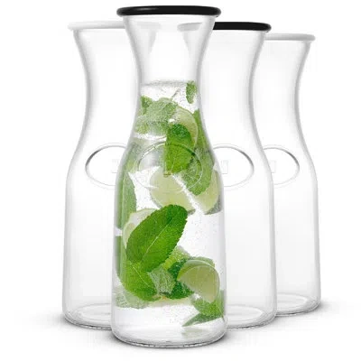 Joyjolt Hali Glass Pitcher Carafe With Lids, 36oz In Clear