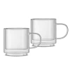 Joyjolt Haven Stackable Double Wall Glass Mugs In Clear