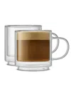 Joyjolt Haven Stackable Double Wall Glass Mugs, Set Of 2 In Clear