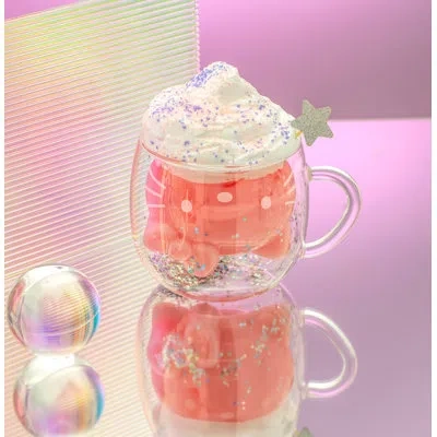 Joyjolt Hello Kitty 3d Double Wall Coffee Mug In Clear