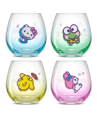 Joyjolt Hello Kitty And Friends Above The Clouds Stemless Drinking Glasses, Set Of 4 In Multi