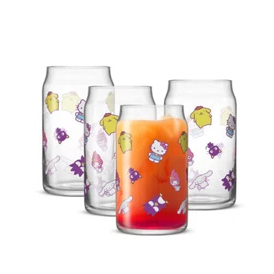Joyjolt Hello Kitty & Friends Character Toss Can Glasses, 16oz Set Of 4 In Multi