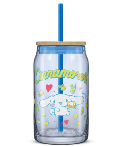 Joyjolt Hello Kitty And Friends Favorite Flavor Cinnamoroll Can Shaped Glass Tumbler With Wood Lid And Straw In Multi