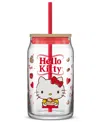 Joyjolt Hello Kitty And Friends Favorite Flavor Hello Kitty Can Shaped Glass Tumbler With Wood Lid And Straw In Multi