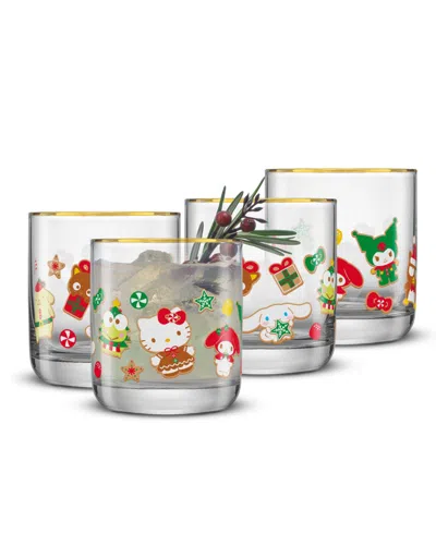 Joyjolt Hello Kitty And Friends Gingerbread Pals Short Glasses, Set Of 4 In Multi