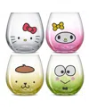 Joyjolt Hello Kitty And Friends Above The Clouds Stemless Drinking Glasses, Set Of 4 In Multi