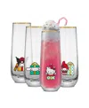 Joyjolt Hello Kitty And Friends Holiday Stemless Flutes, Set Of 4 In Multi