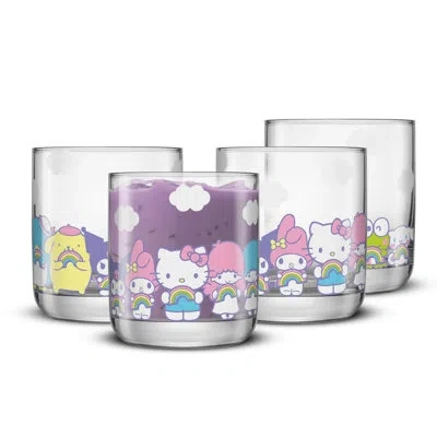 Joyjolt Hello Kitty® And Friends Rainbow Short Drinking Glasses In Clear