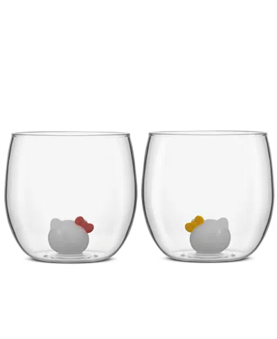 Joyjolt Sanrio Hello Kitty Stemless Short Glasses, Set Of 2 In Multi