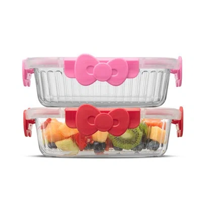 Joyjolt Hello Kitty Fluted Food Storage Containers - 34 oz - Set Of 2 In Multi