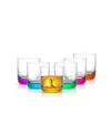 Joyjolt Hue Colored Double Old Fashion Whiskey Glass Tumbler In Multi