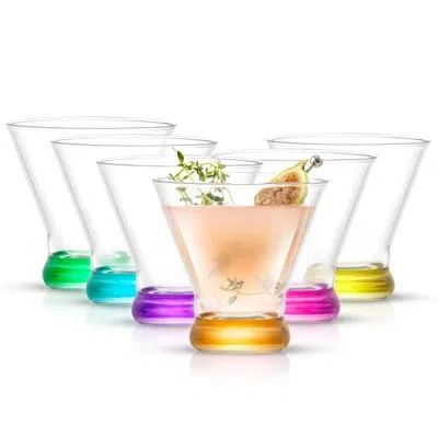 Joyjolt Hue Colored Martini Glasses, Set Of 6, 8oz In Clear
