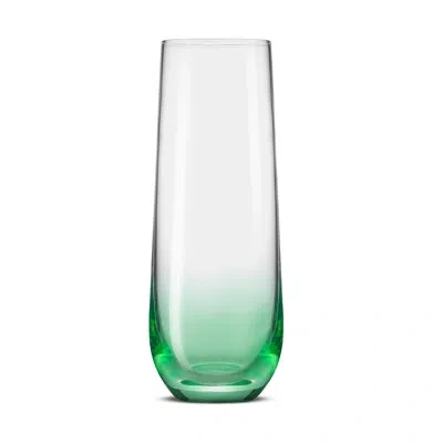 Joyjolt Hue Colored Stemless Champagne Flute Glasses, 9.4oz In Green;yellow;purple