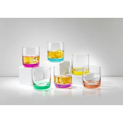 Joyjolt Hue Colored Whiskey Glasses, 10oz In Pink;gold;clear