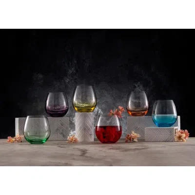 Joyjolt Hue Colored Wine Glasses, 15oz In Clear