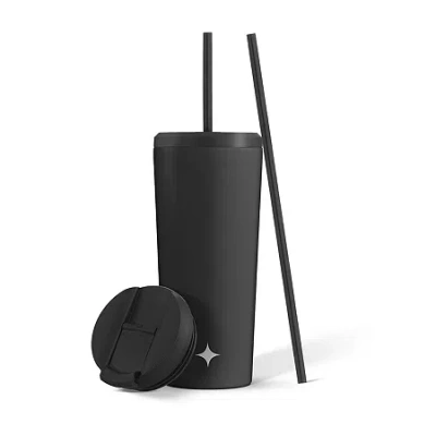 Joyjolt Insulated Tumbler With Flip Lid And Straw - 20 oz Insulated 20 Oz. Water Bottle In Black