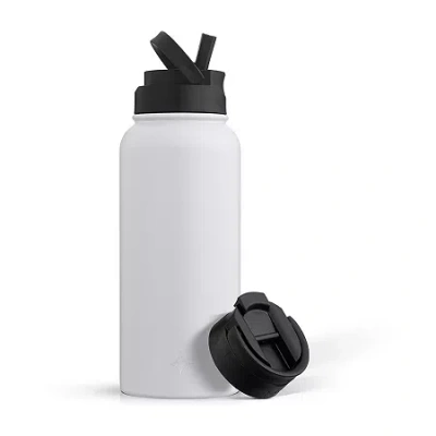 Joyjolt Insulated Water With Flip Lid & Sport Straw Lid - 32 oz Insulated 32 Oz. Water Bottle In White