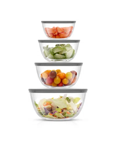Joyjolt Joyful 4 Piece Glass Mixing Bowls With Lids Set In Transparent