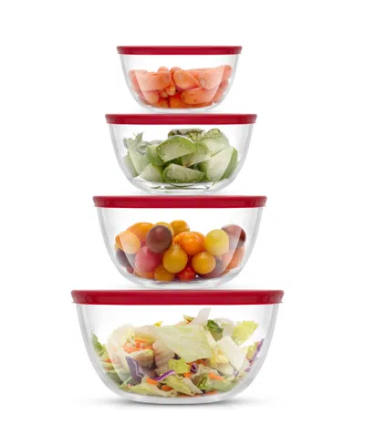 Joyjolt Joyful Glass Mixing Bowls With Lids, Set Of 4 In Transparent