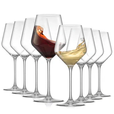 Joyjolt Layla 8 - Piece 13.5oz. Glass Assorted Stemware Set In Clear