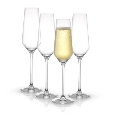 Joyjolt Layla Stemmed Champagne Flute Glasses, 7.5 Oz. In Clear
