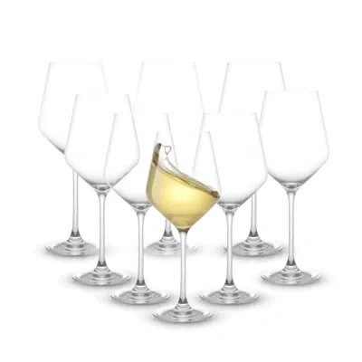 Joyjolt Layla Stemmed White Wine Glasses, Set Of 8, 13.5oz In Clear
