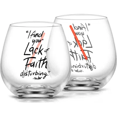 Joyjolt Lightsaber Stemless Drinking Glassware In Clear/red