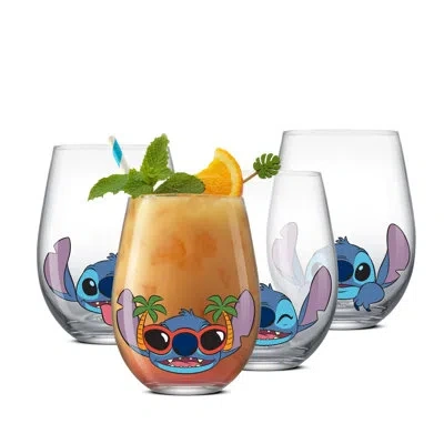 Joyjolt Lilo & Stitch Silly Sips Stemless Glass, 19oz Set Of 4 In Multi