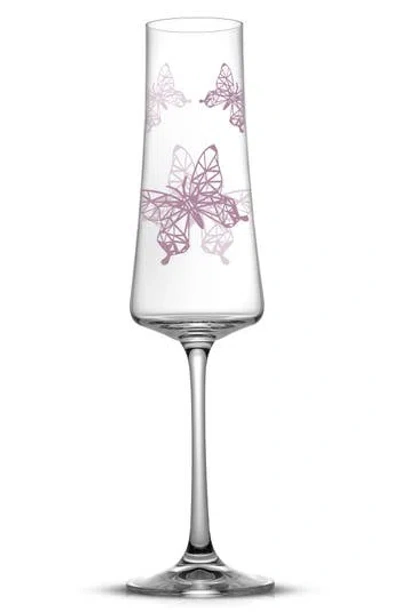 Joyjolt Meadow Butterfly Set Of 2 Champagne Flutes In Multi