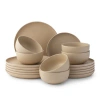 Joyjolt Mesa 18pc Stoneware Dinnerware Set In Matte Beige