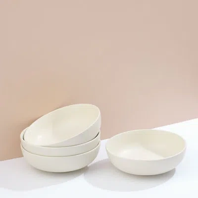 Joyjolt Mesa 4pc Stoneware Pasta Bowl Set, 30oz In Matte Linen