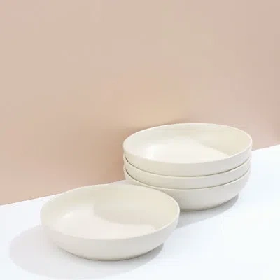 Joyjolt Mesa 4pc Stoneware Pasta Bowl Set, 40oz In Matte Linen