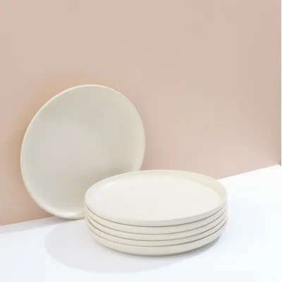 Joyjolt Mesa 6pc Stoneware 10.5" Dinner Plate Set In Matte Linen