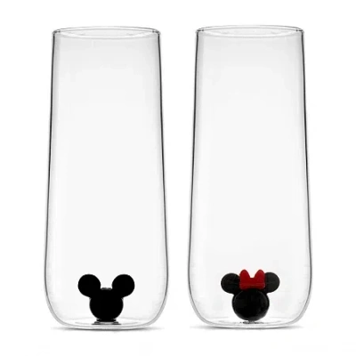 Joyjolt Mickey And Minnie Icon 2-pc. Champagne Flute In White