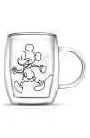 Joyjolt Mickey & Pluto Glass Mug Set In Transparent
