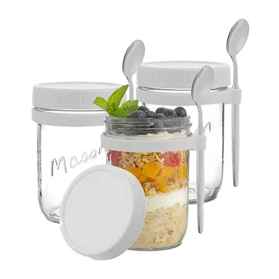 Joyjolt Overnight Oats Container 3-pc. Food Container In White