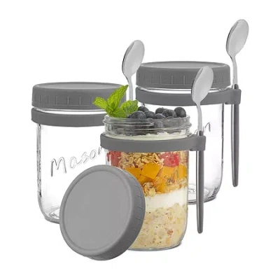 Joyjolt Overnight Oats Container 3-pc. Food Container In White