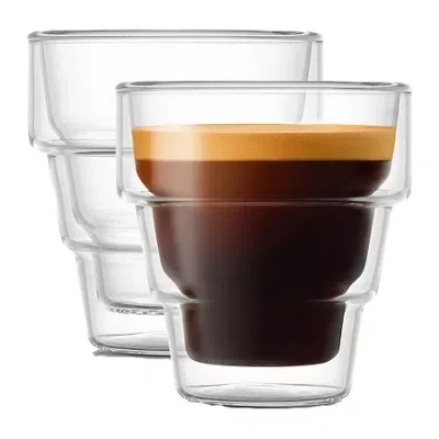 Joyjolt Pila Double Walled Espresso Glass - 3 oz - Set Of 2 In Transparent