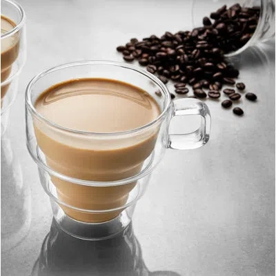 Joyjolt Pila Double Walled Glass Coffe/tea Mugs In Clear