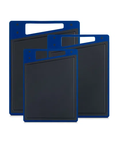 Joyjolt Plastic 3 Piece Cutting Board Set In Blue