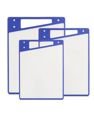 Joyjolt Plastic 3 Piece Cutting Board Set In Blue