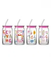Joyjolt Pooh And Friends Can Tumblers With Lids And Straws, Set Of 4