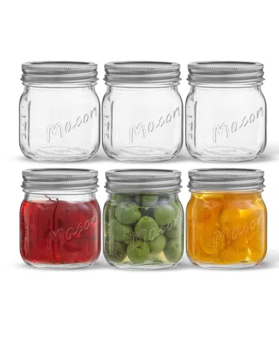 Joyjolt Regular Set Of 6 Mason Jars With Airtight Lid In Clear