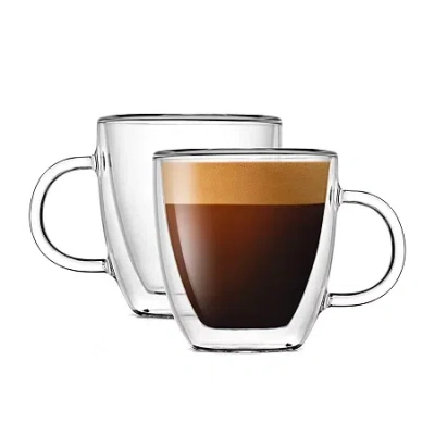 Joyjolt Savor 2-pc. Double Wall Espresso Cup In White