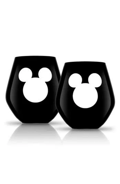 Joyjolt Set Of 2 Disney® Stemless Wine Glasses In Black