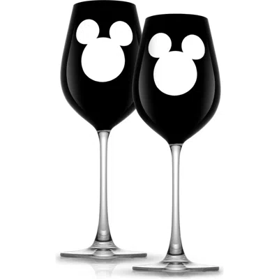 Joyjolt Set Of 2 Disney® White Wine Glass In Black