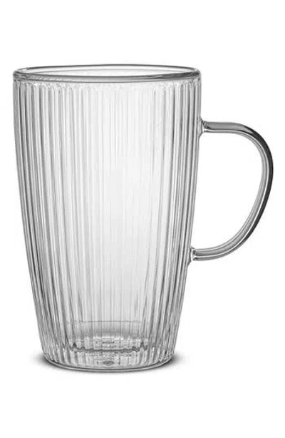 Joyjolt Set Of 2 Double Wall Fluted Glass Mugs In Gray